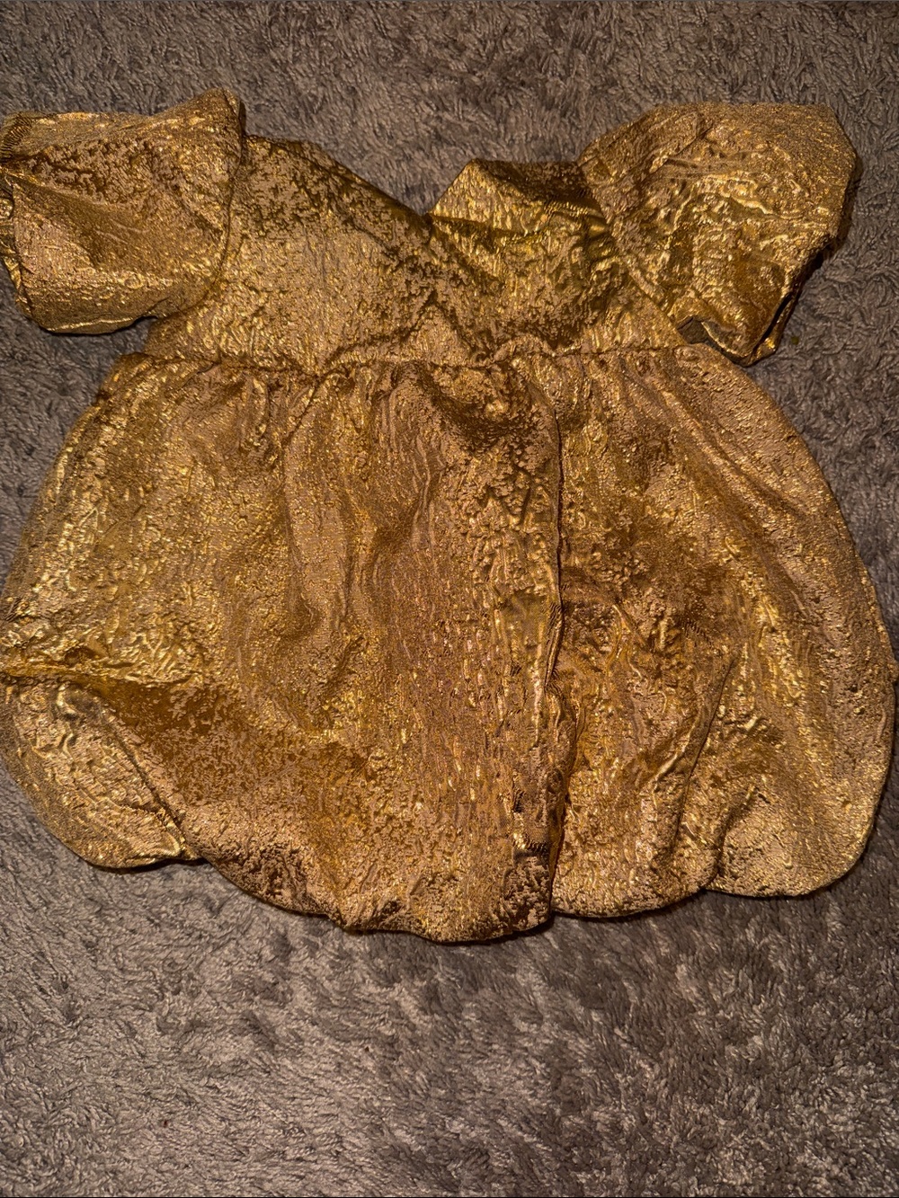 H&M Gold Metallic Puff-Sleeve Formal Dress